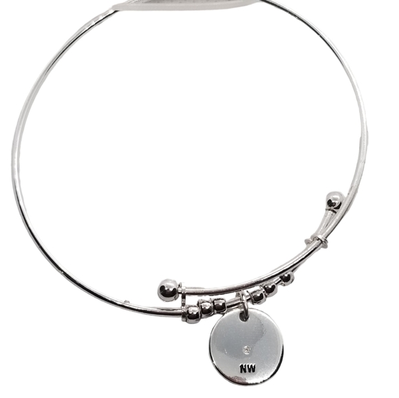NINE WEST NWT SILVERTONED CHARM BANGLE BRACELET - Picture 2 of 6